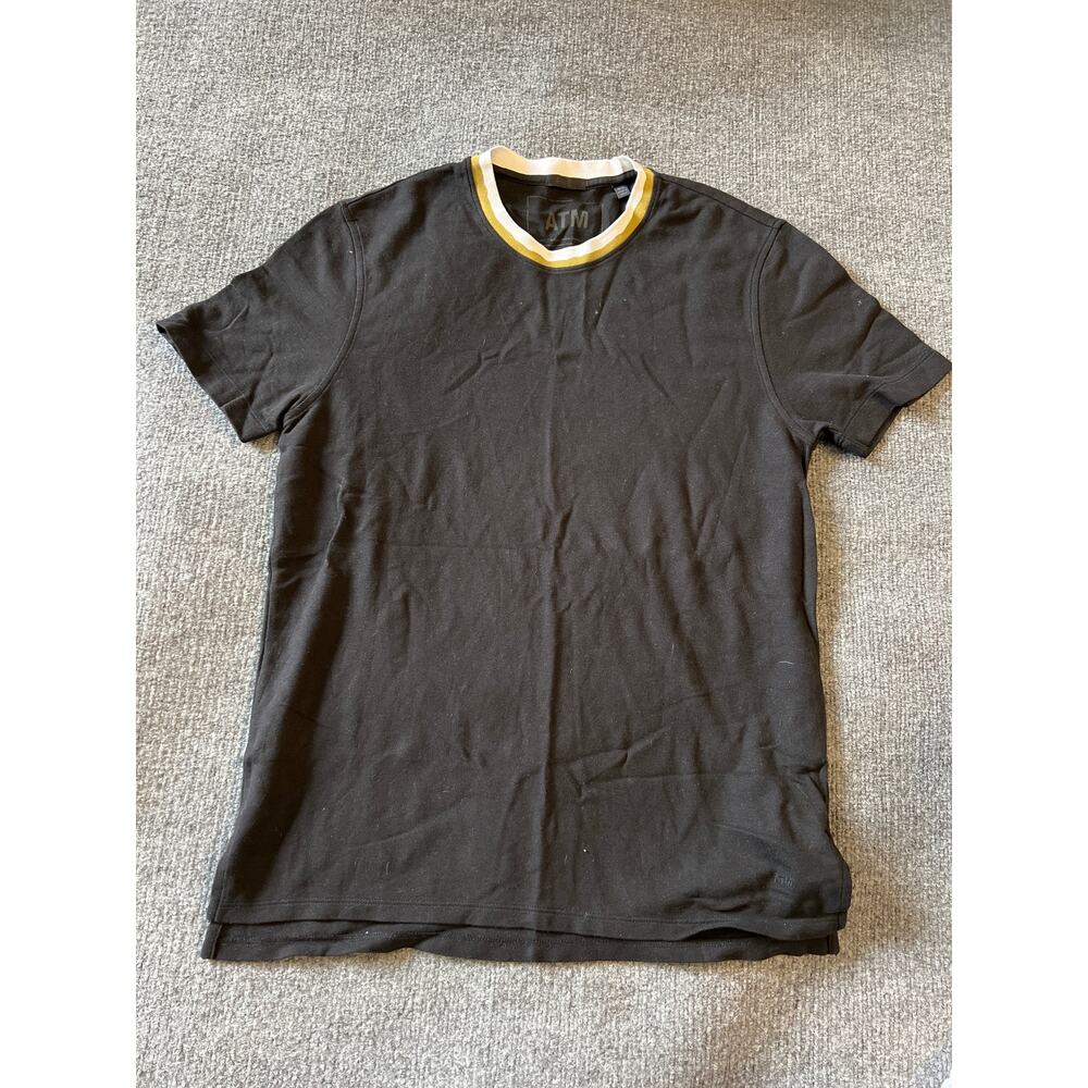 ATM Anthony Thomas Melillo Contrast Collar Tee – Black/White/Gold – M – NWOT